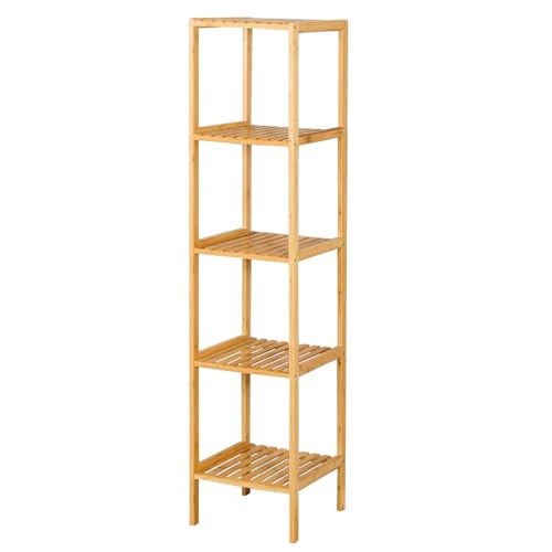 KARAT - Étagère en Bambou - Étagère étroite sur Pied pour Salle de Bain Chambre et Salon -...