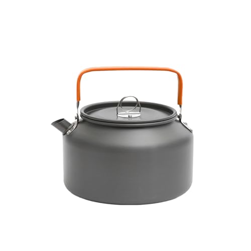 Bouilloire de camping 1,8 l - Bouilloire d'extérieur ultra légère en aluminium avec sac de transport - Chauffage rapide - Poignée pliable avec protection...