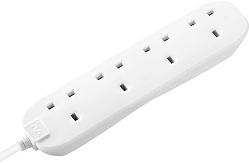 Masterplug Four Socket Extension Lead 3 Metre Cable Unswitched 4-Way Plug Extension Cable Power Strip Basic Power White 13A 4G 3m BFG3N