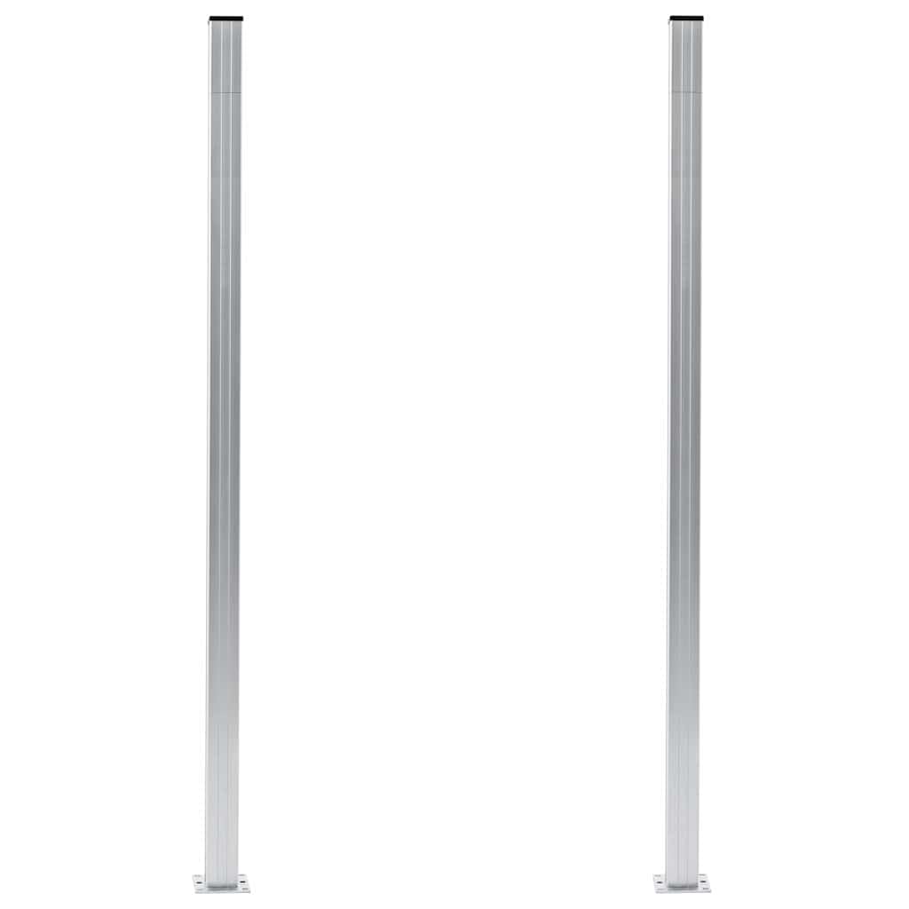 Pali per recinzione, 2 pezzi, in alluminio, 185 cm, con tappi e piedini in