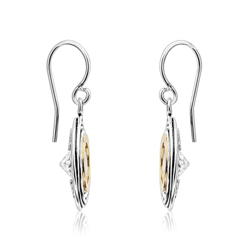 Jean Rachel Jewelry - Mixed Metal Two Tone Earrings for Women – CZ Wire Wrap Dangle Earrings – 925 Sterling Silver & 14K Gold Over Silver – Hypoallergenic Artistic Jewelry3