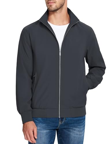 MAGCOMSEN Men's Lightweight Bomber Jacket Windproof Water Resistant Zip Up Coat Stand Up Collar Windbreaker with 3 Pockets2