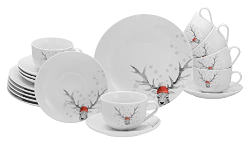 CreaTable, 13916, Serie Luna Hirsch, 18-teiliges Geschirrset,...