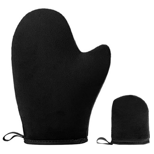 2 Stück Selbstbräuner Handschuh, Selbstbräuner Körper Handschuh Selbstbräuner Tanning Handschuh Selbstbräuner Rücken Applikator für Solarium Creme, Bräunungscreme, Bräunungsöl (Schwarz)