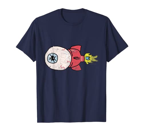 Eyeball Rocket Novità Kitsch Strano Whimsical tshirt Maglietta