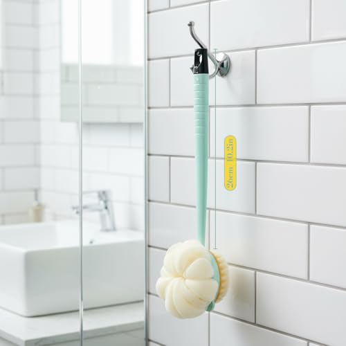 Image of MAYCREATE Long Handle Back Scrub Brush Double-Sided Bathing Tool for Shower | Double-Sided Exfoliation, Easy Reach for Back Care, Bath Puff Texture, Helps Remove Dead Skin During Shower Use