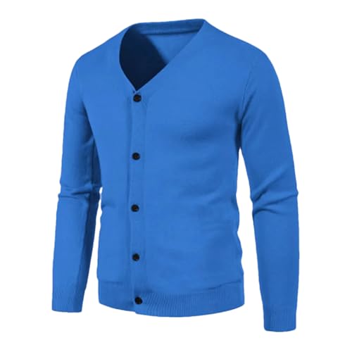 Men's Autumn V Neck Sweater Knitted Slim Fit Solid Color Casual Cardigan Long Sleeve Korean Style Sweaters