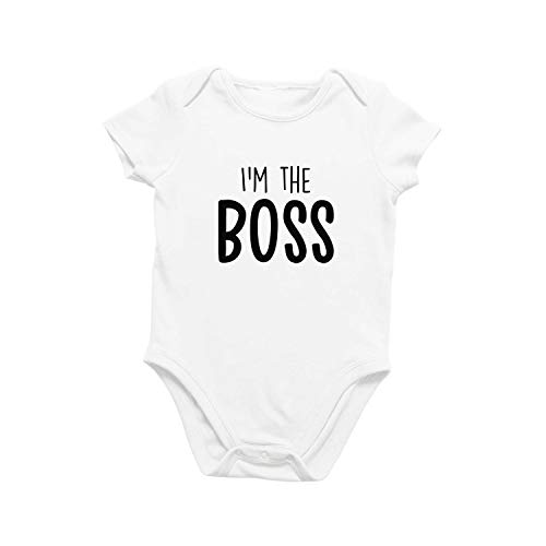 Printique Organic Baby One Piece Short Sleeve Cute Love , 0-12 Months - I'm The Boss BodySuit, White, 0-3 Months