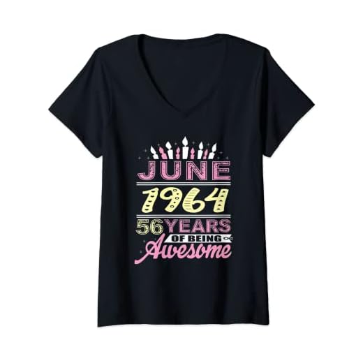 Mujer Junio 1964 56 años 56 cumpleaños vela romántica mujeres Camiseta Cuello V