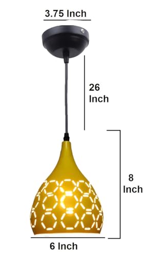 Image of GreyWings Yellow Aluminium Hanging Pendant Light for Ceiling Decorative Hanging Light,(Bulb not Included) Pack of 3