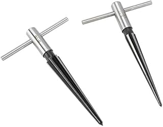 YaeKoo 2 pcs Tapered Reamer T Handle 6 Fluted Chamfer Bridge Pin Hole Hand Held Reamer Sizes 1/8"-1/2" (3-13mm) & 5''-5/8'' (5-16mm) Handle Drilling Tools