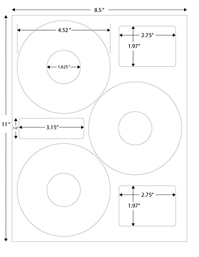 Image of CD /DVD Label Full Face | Qty 150 Disc, 150 Spine | 50 Sheets Total | White Matte | Inkjet & Laser Compatible | Neato CLP-192301 Large Center Holes | Easy to Peel | 3 Per Sheet | Blank Label
