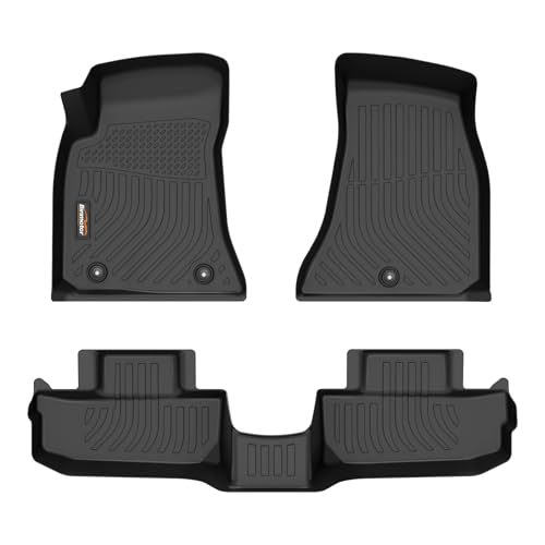 Binmotor-All Weather Car Floor Mats for Dodge Challenger 2015-2023 (RWD Version) 1st & 2nd Row TPE Liners for Dodge Challenger Accessories Floor Liners