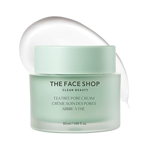 THE FACE SHOP Tea Tree Pore Cream | Fresh Moisturizer Soothes Skin Irritation & Reduce Heat Inside Skin | Gently Removes Dead Skin & Impurities | Appropriate for Trouble Skin | 1.69 fl. Oz,K-Beauty