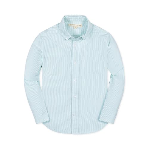 Hope & Henry Boys Boys' Organic Long Sleeve Seersucker Button Down Shirt, X-Large, Mint Seersucker