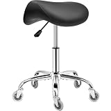 BEWISHOME Tabouret Selle de Cheval Ergonomique à roulettes Noir...