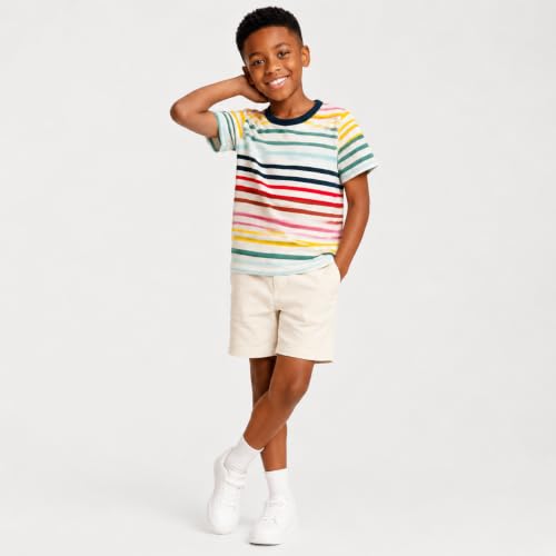 Image of Mud Kingdom T-Shirt for Boys Short Sleeve Plain Cotton Classic Summer Casual Stripe