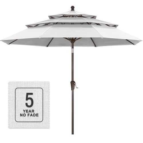 Image of MASTERCANOPY 9ft 3-Tier Olefin Patio Umbrella, White