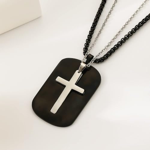 Matching Cross Necklaces For Couples Best Friends Stainless Steel Silver Black Ralationship Friendship Puzzle Cross Bff Necklace For 2 Set Religious Jewelry Christian Baptism Gift4