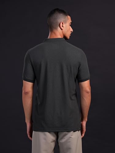 Image of TECHNOSPORT Men's Polyester Slim Fit Self-Design Short Sleeve Polo Matpiq T-Shirt with Anti Microbial, Techno Dry for Regular and Casual Use