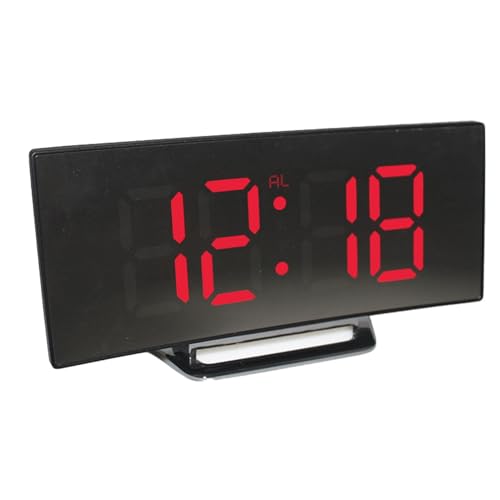 YIXANNX Reloj Despertador Digital con Brillo Ajustable para una mañana Tranquila. La Exclusiva Pantalla LED con Espejo Curvo Puede Mostrar claramente