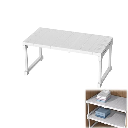 Estante apilable, organizador de armario expandible, solución de almacenamiento versátil para cocina y armario, 24 cm de profundidad, 47-68 cm de ancho, 22 cm de alto