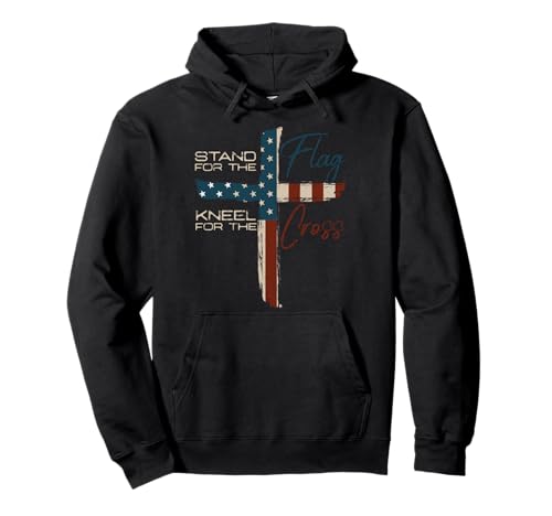 Stand the Flag and Cross Faith American Christian Pullover Hoodie