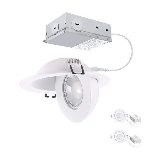 Image of POPANU Recessed Lighting 4 inch Gimbal 9W 5CCT Swivel Ceiling Eyeball Spotlight 4inch Dimmable Recessed Lights, Soffit Indoor Directional Lighting, 90 Tilt and 360 Rotation White 2 Pack