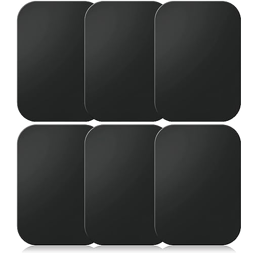 Czkonore Piastrine Metalliche Autoadesive Rettangoli 6 Pezzi, Calamita per Cellulare Auto 65 x 45 mm con Adesivo Extra Forte - Supporto Magnetico Universale per Cellulare in Veicolo (Nero)
