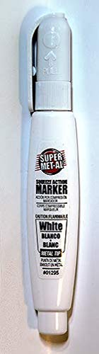Super Met-Al Squeeze Action Metal Tip Marker, White (3 PACK)