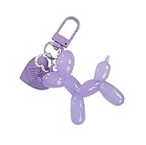 Fuqimanman2020 Jelly balloon dog keychain color cartoon dog backpack pendant cute girl accessories-Jelly Purple+Purple Label