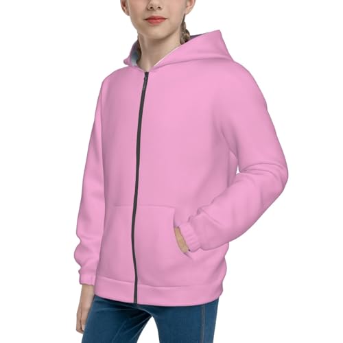 Pink Kid Hoodies Boys Zip Up Sweatshirts Girls Pullover with Pocket