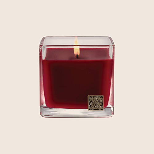 Aromatique The Smell of Christmas Glass Cube 12 oz Scented Jar Candle with Metal Medallion for Home Décor and Gift