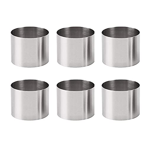 Hipzeepo Cortador de Galletas Redondo de 6 Piezas Anillo de Mousse de Acero Inoxidable Mini Cortadores de Galletas Circulares para FreíR Anillos de Huevo Herramienta para Hornear