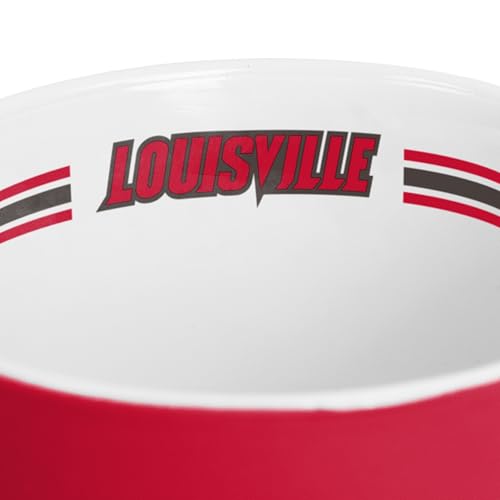 Image of Logo Brands NCAA Louisville Cardinals 15 oz Stripe Coffee Mug - Vintage Team Logo, Inside Print & Stripes, Microwave & Dishwasher Safe- Great Gift For Fans & Alumni