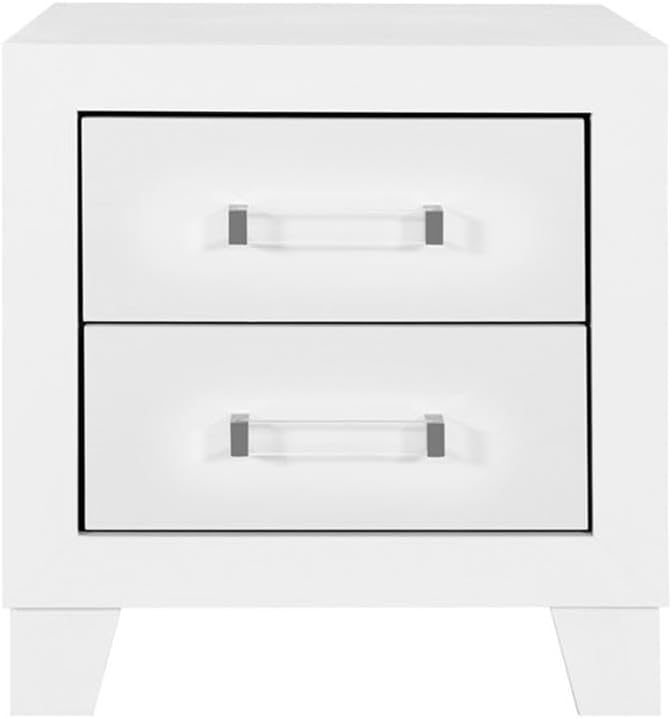 Global Furniture USA Luccia White Wood 2-Drawer Nightstand