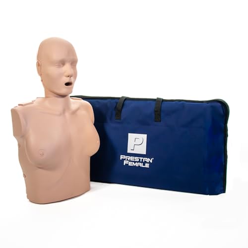 Image of PRESTAN Professional Adult Female Manikin with CPR Feedback, Single (Medium Skin); Includes 10 Adult Face-Shield /Lung-Bags, Carry Bag and Instructions | Adult female CPR training manikin with feedback; includes 10 face-shield lung bags, carry bag and instructions for classes.