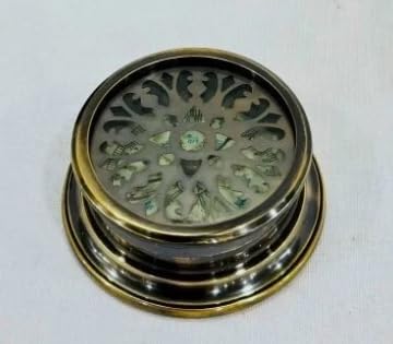 Brújula direccional náutica de latón con tapa – patrón de diseño miniatura 5