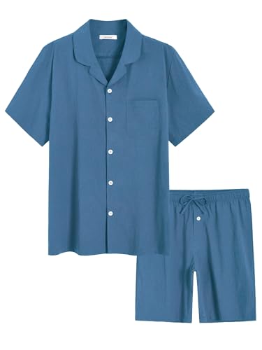 Latuza Men's Summer Cotton Pajamas Short Sleeve Pjs Set