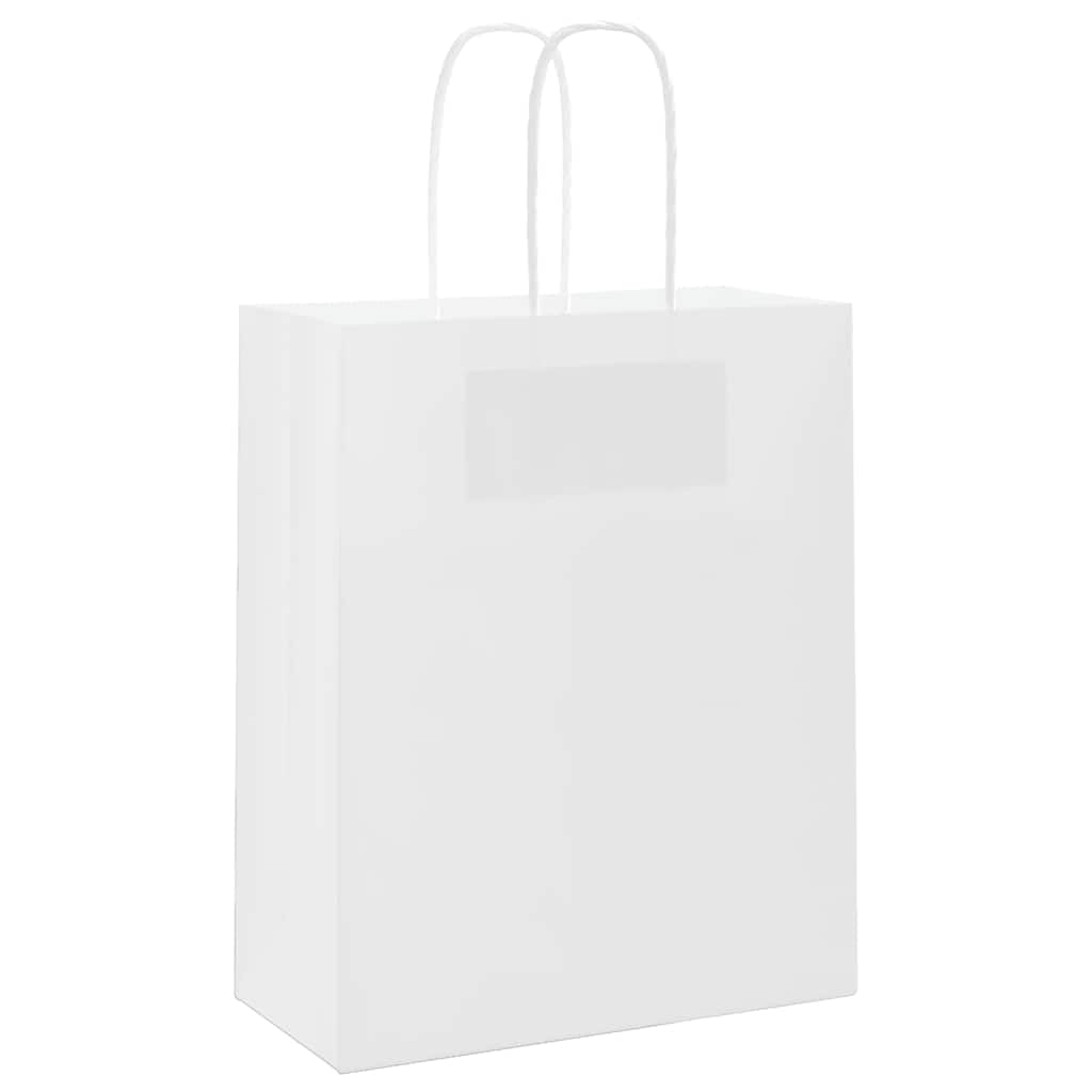 Sac en Papier Kraft Lot de 250, Sac Cadeaux Pochette Papier Sachet Kraft 250 pcs avec poignées marron 18x8x22 cm