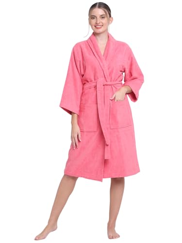 Image of CREEVA Luxury 100% Cotton Bathrobe for Men & Women | Super Soft Velour | Shawl Collar | Highly Absorbent | Ideal for Spa, Shower, Gym, Travel & Gifting