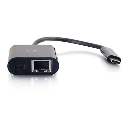 C2G USB-C to Ethernet Adapter with Power Delivery, Black - 29749