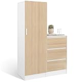 IDMarket - Armoire 1 Porte Ambre penderie façon hêtre et Blanc...