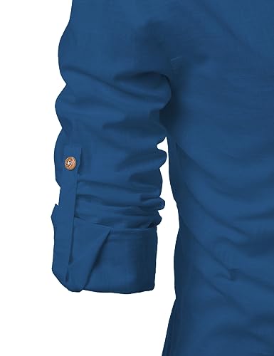 Image of Univibe Full Sleeve Chinese /Rounded /Mandarin Collar Pure Cotton Casual, Wedding, Party, Festival Stylish Short Length Slim fit Kurta Style Shirt for Men and Boys.