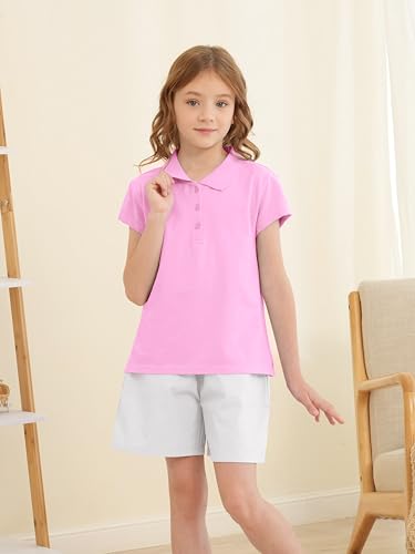 Image of OHD 4 Pack Girls Polo Shirt Girls Uniform Polo for School Cotton Shirts School Uniform Tops Size 3T-14
