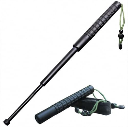 BOSSETY Teleskopschlagstock, 545 /640 mm Schwarz Schlagstock Ausziehbar | 300g Leicht | Rutschfester Griff | Kompakt & Faltbar | Selbstverteidigung & Camping, Trekking, Outdoor (S(54.5cm))