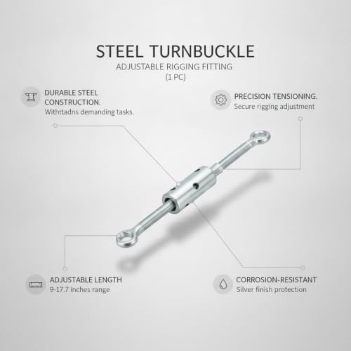Tensor ajustable para cable de acero con acabado plateado para tensar cables miniatura 5