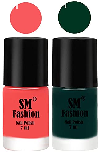 Image of Long Lasting Nail Polish | Nail Paint Combo 7 ml Each) - Set of 2 Light Pink-Dark Green