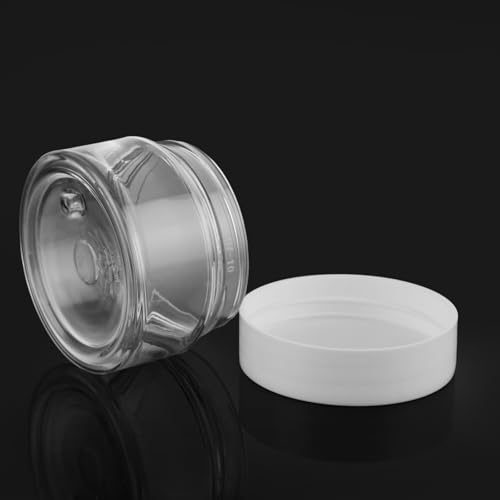 Acrux7 60 Pack 1oz Plastic Jars Round Clear Cosmetic Container Jars with White Lids, Refillable Empty Plastic Slime Jars for Lotion, Cream, Ointments, Makeup, Eye Shadow, Samples4
