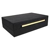 SECFOU Scatola Porta Design con Scomparti in Ecopelle Nera Apertura e Chiusura per Donne, per Viaggio e Toeletta